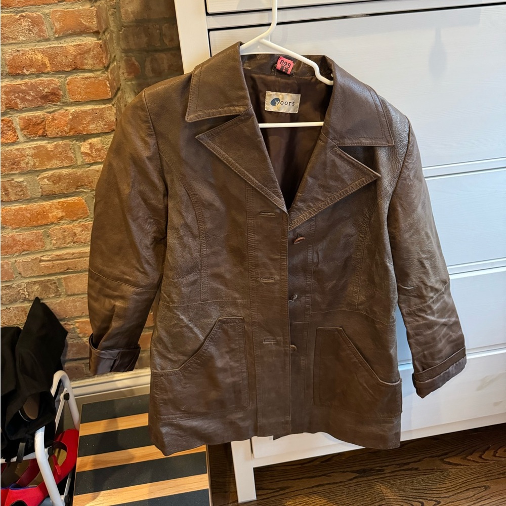 Vintage leather jacket brown comes with belt